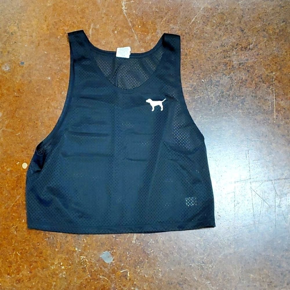 PINK Black mesh jersey. Crop length